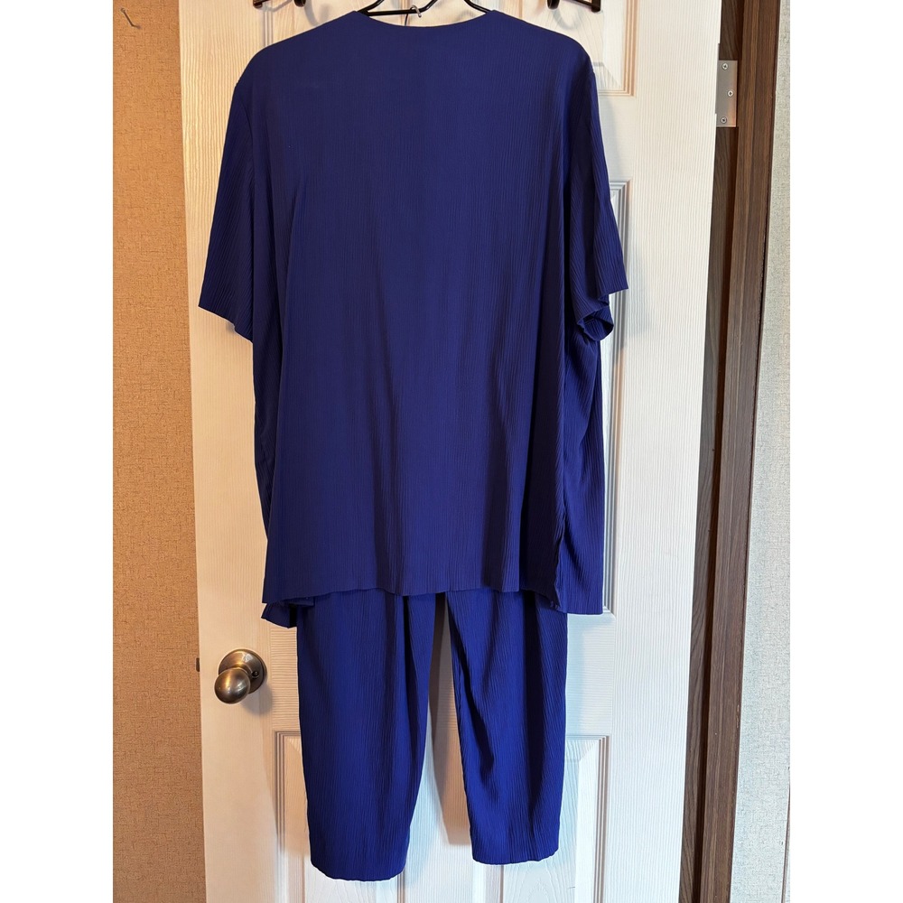 Alfred Dunner Womens 3 Piece Set Royal Blue Cardigan Vest Pants Size 18W - Picture 6 of 8